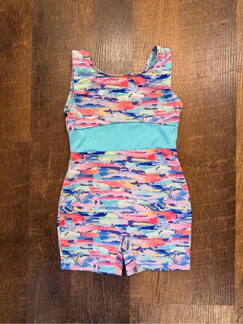 Cat & Jack girls Multicolor One-Piece gymnastics leotard with Aqua Band